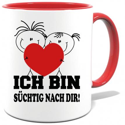 Tasse bedruckt mit Ich bin süchtig nach dir