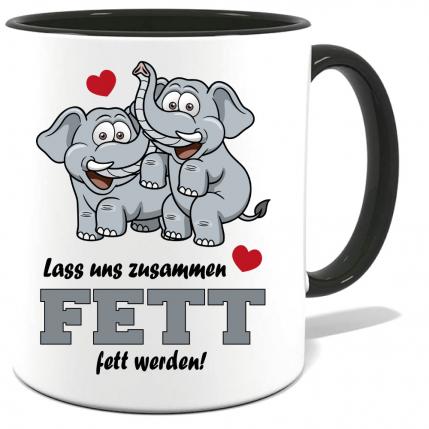 Tasse bedruckt mit Zusammen Fett werden