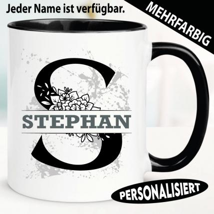 Tasse mit Buchstabe und Name Blumen