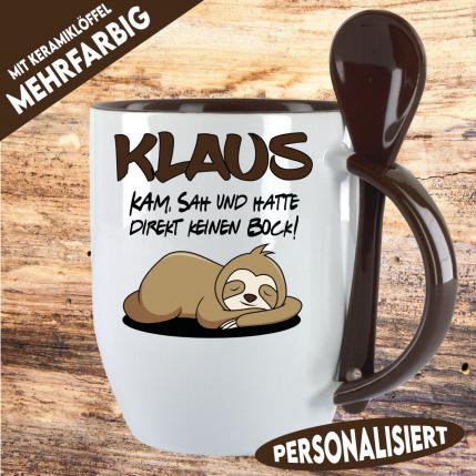 Tasse mit Faultier und Wunschname