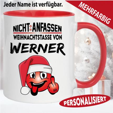 Tasse Weihnachten mit Smiley und Name