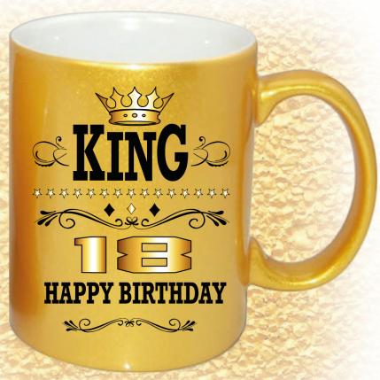 Tasse zum 18. Geburtstag Gold und Silber King