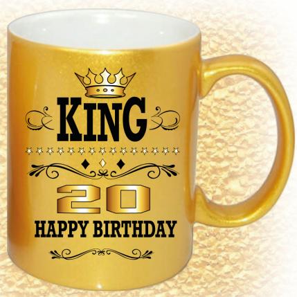 Tasse zum 20. Geburtstag Gold und Silber King