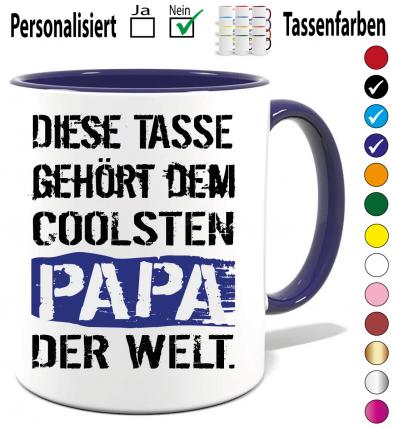 Tasse zum Vatertag Cooler Papa in Blau und Schwarz