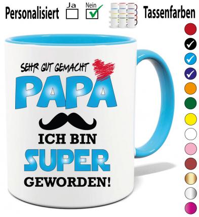 Tasse zum Vatertag Gut gemacht in Blau und Schwarz