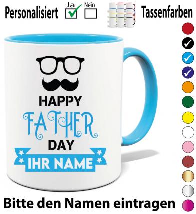 Tasse zum Vatertag Personalisiert in Blau und Schwarz
