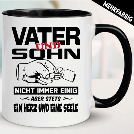 Tasse zum Vatertag Mit Sohn in Blau und Schwarz