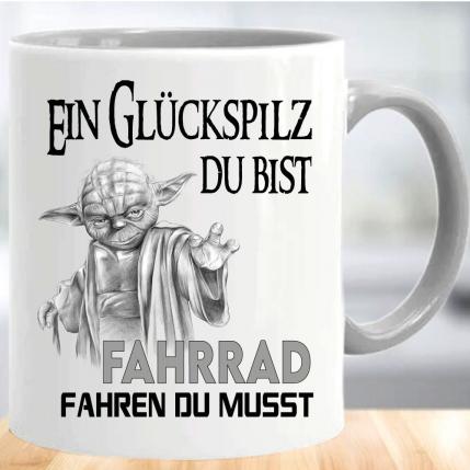 Tasse Yoda Fahrrad fahren Grau