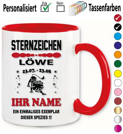 Löwe Henkelbecher Rot / Schwarz