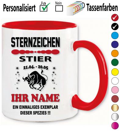 Stier Henkelbecher Rot / Schwarz