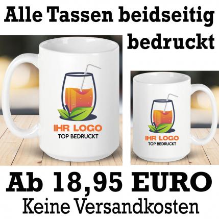 Weiße Tasse 450ml mit Logo