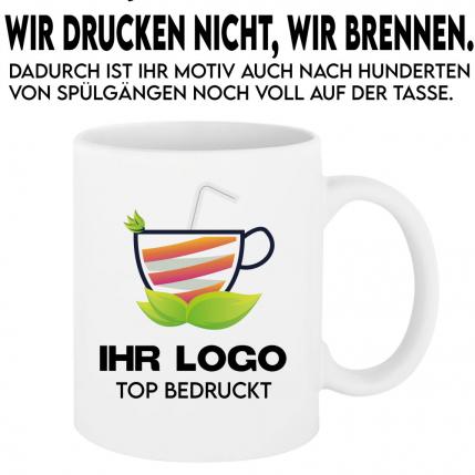 Weiße Tasse 330ml mit Logo