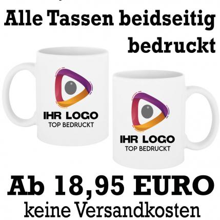 Weiße Tasse 330ml mit Logo