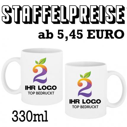 Weiße Tasse 330ml mit Logo
