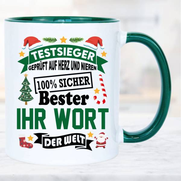Weihnachtstasse-Familie-Beruf-Name-Personalisiert-Grün