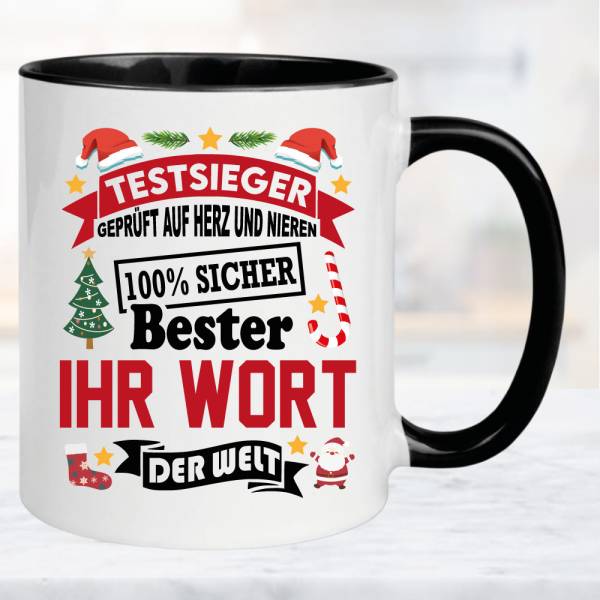 Preview: Weihnachtstasse-Familie-Beruf-Name-Personalisiert-Schwarz