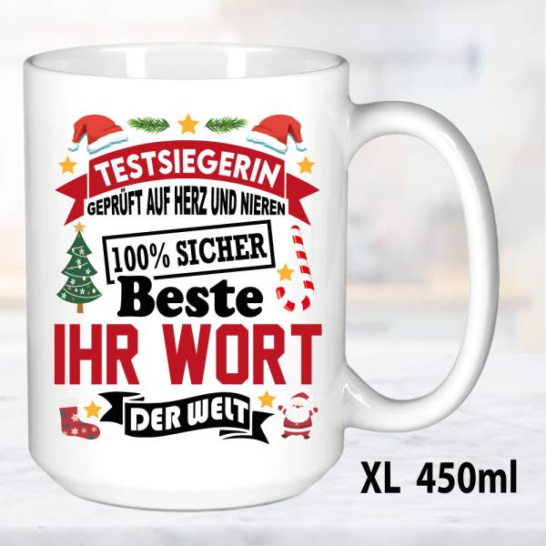 Weihnachtstasse-Familie-Beruf-Name-Personalisiert-XL Weiß