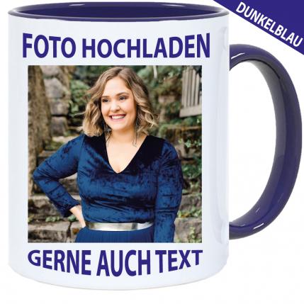 Fototasse Henkelbecher Dunkelblau
