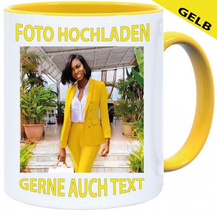 Fototasse Henkelbecher Gelb
