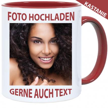 Fototasse Henkelbecher Maroon / Kastanie