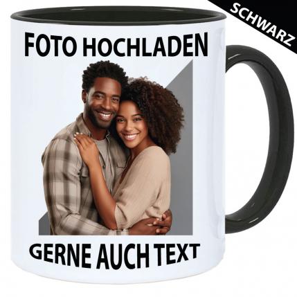 Fototasse Henkelbecher Schwarz