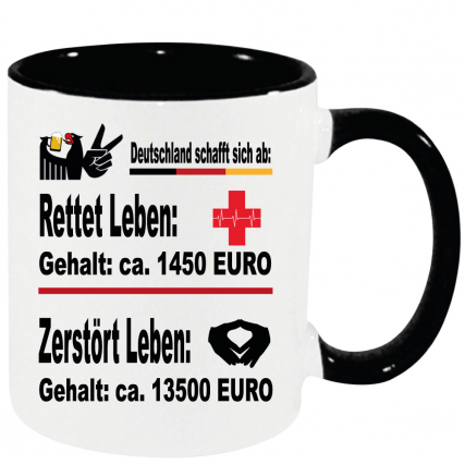 Leben retten und zerstören. Tasse zur Scheiss Politik in Deutschland.