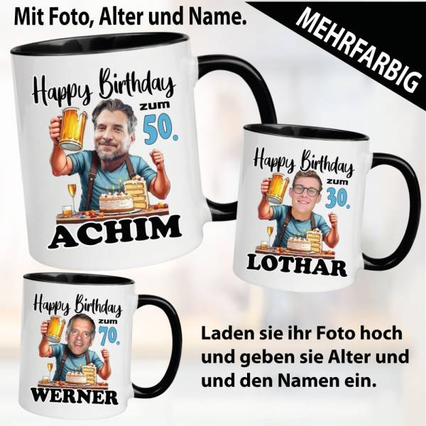 Fototasse zum Geburtstag. Mit Alter und Name.