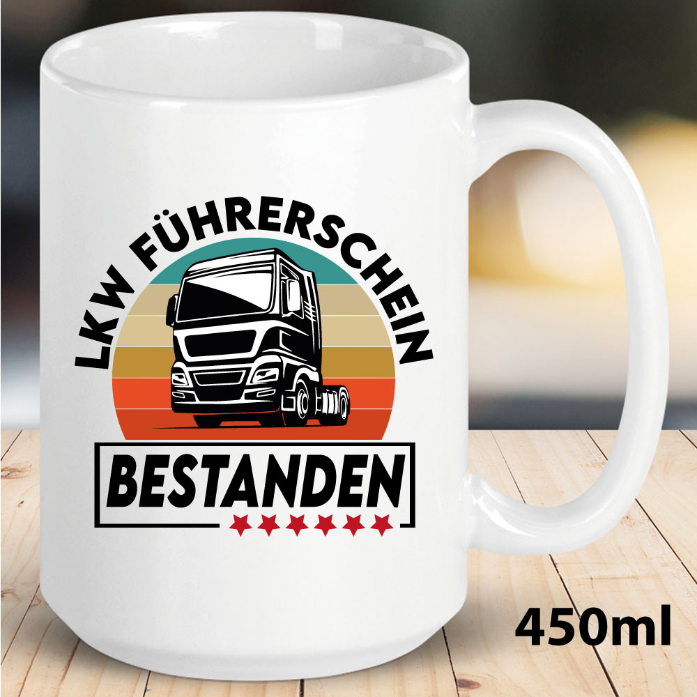 Tasse Fahrprüfung LKW Führerschein bestanden