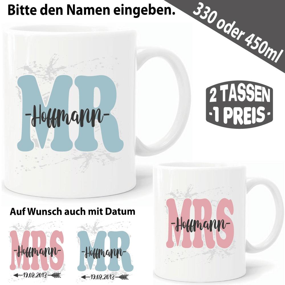 Tasse Hochzeit Mr. Mrs. Datum und Name