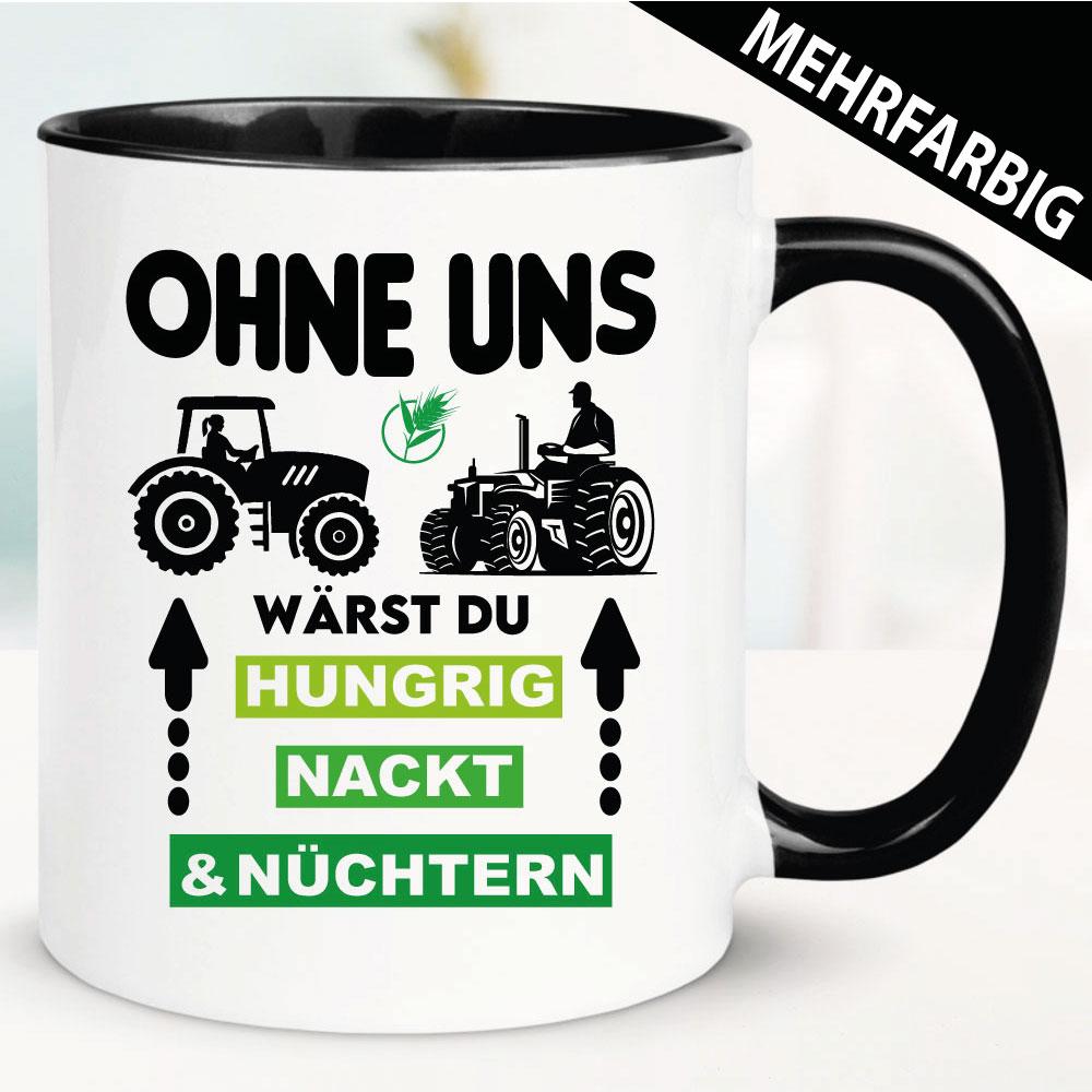 Hungrig Nackt und Nüchtern. Tasse zu den Bauern Protesten.