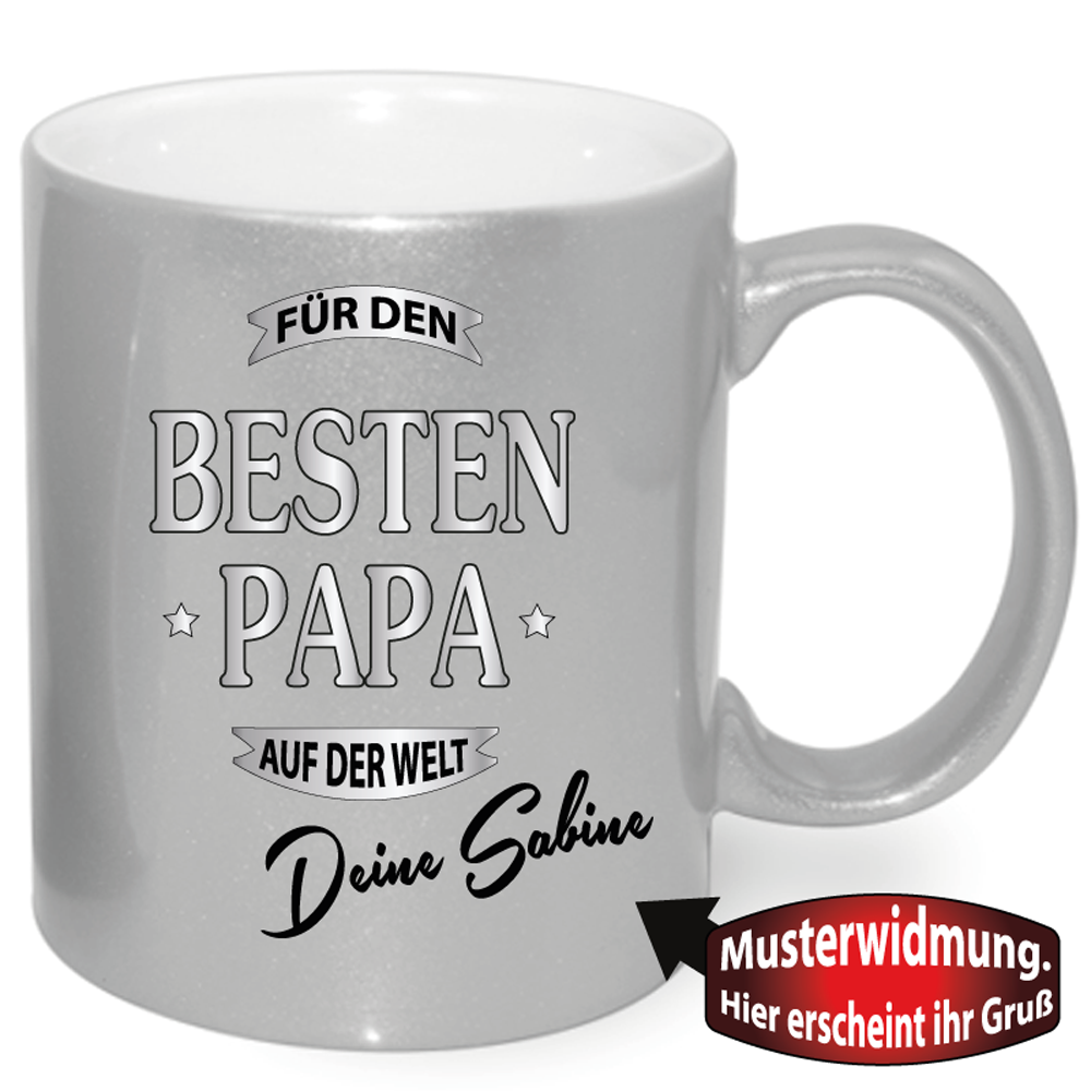Bester Papa Silber Effekt Tasse
