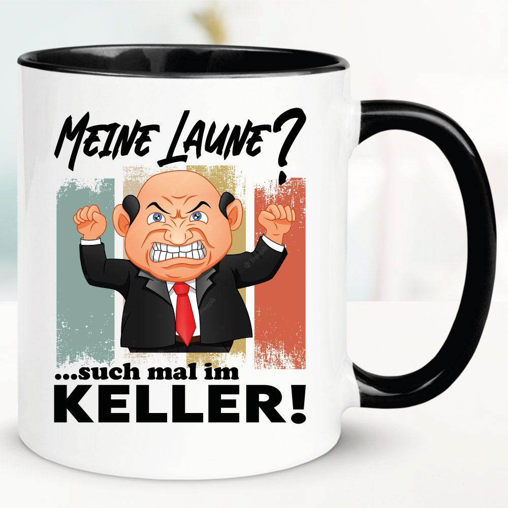 Lustige Sprüche Tasse für Büro und Arbeit: Meine Laune ist im Keller