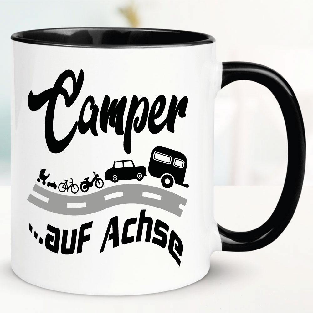 Lustige Sprüche Tasse für Camper Camper auf Achse