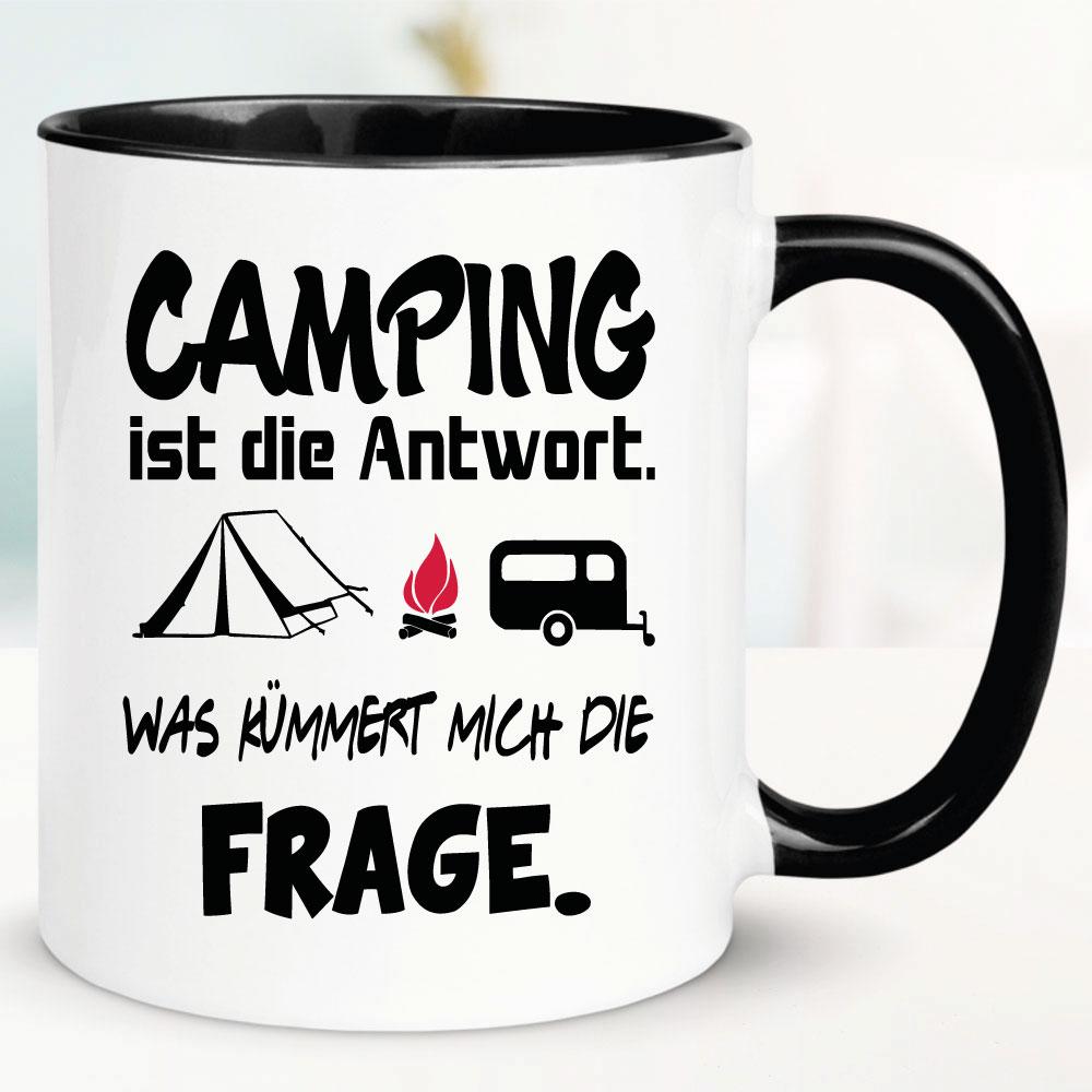 Lustige Sprüche Tasse für Camper Camping ist die Antwort