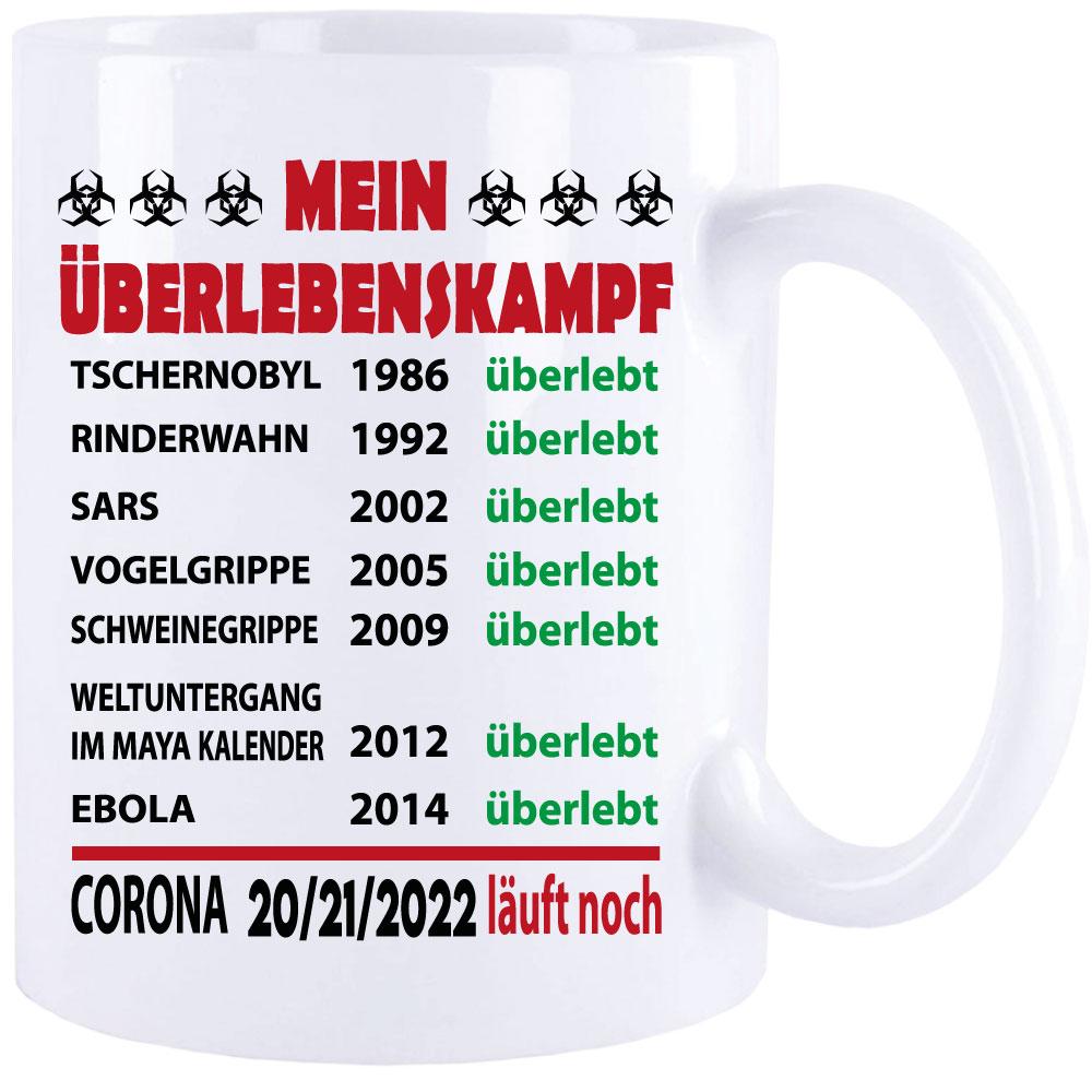 Corona Tasse in 8 Farben * Überlebenskampf