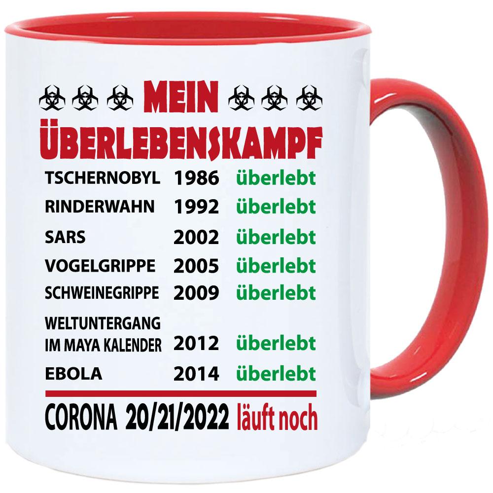 Corona Tasse in 8 Farben * Überlebenskampf