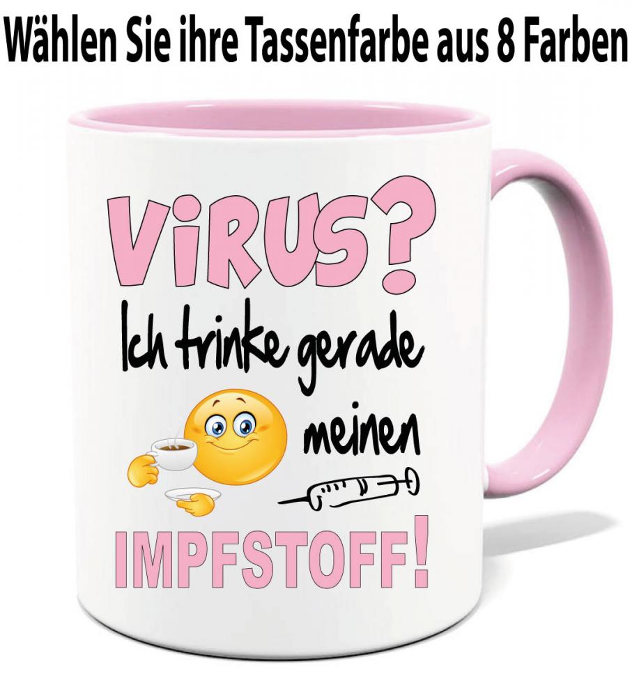 Corona Tasse mit Aufdruck Wir warten auf den Impstoff.