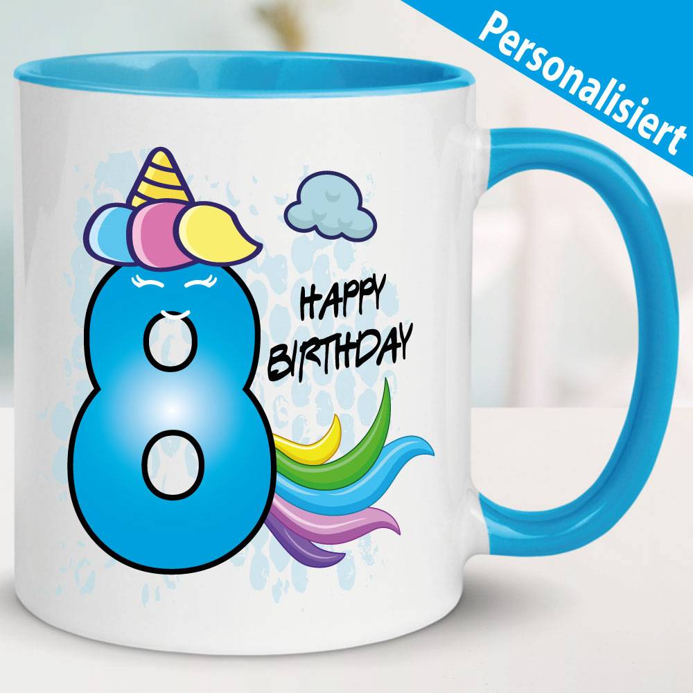 Einhorn Tasse Kinder Hellblau