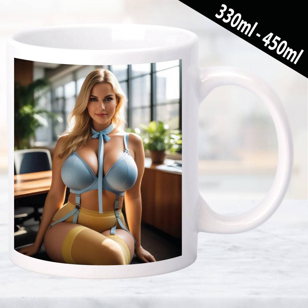 Erotische Tasse mit kunstvollem Frauenmotiv,