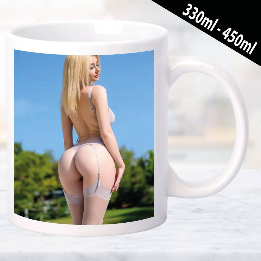 Erotische Tasse mit femininem Design und Frauenmotiv