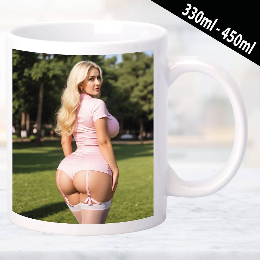 Erotische Tasse mit ausdrucksvollem Design und Frauenmotiv