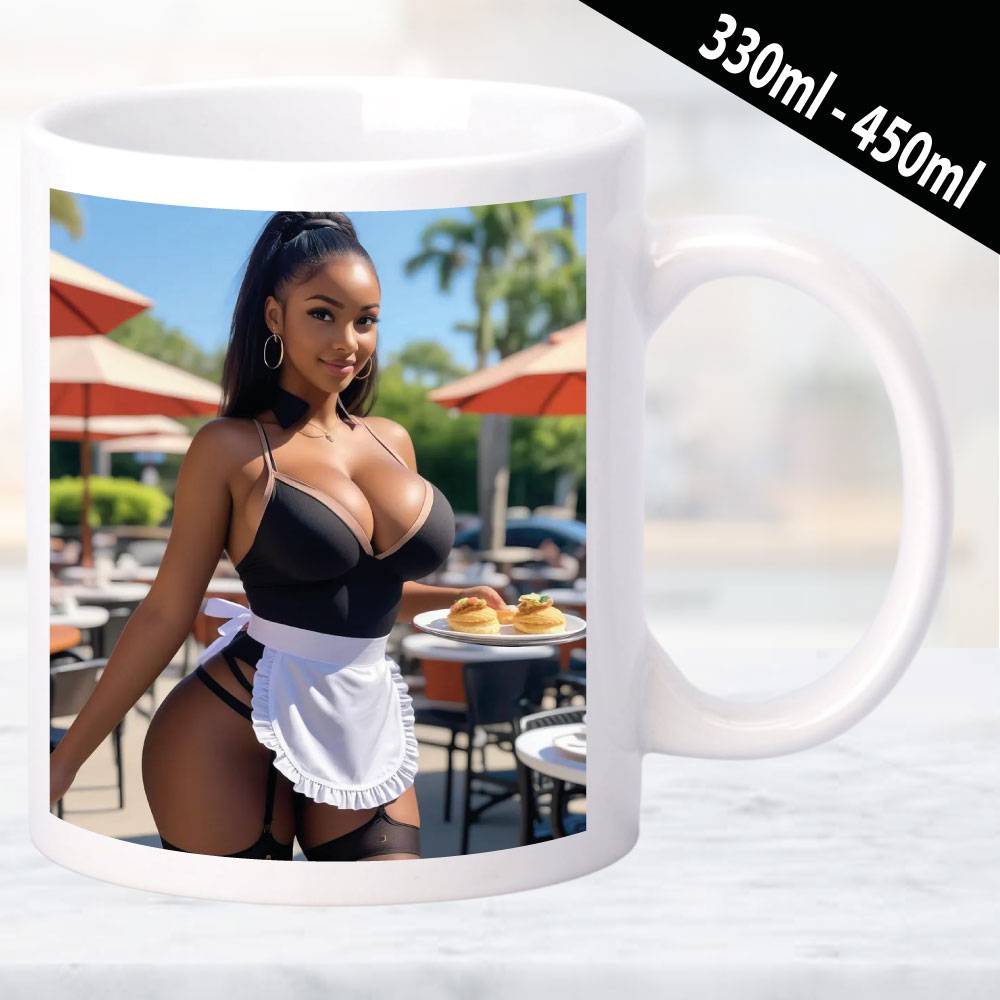 Erotische Tasse mit ästhetisch ansprechendem Design und Frauenmotiv