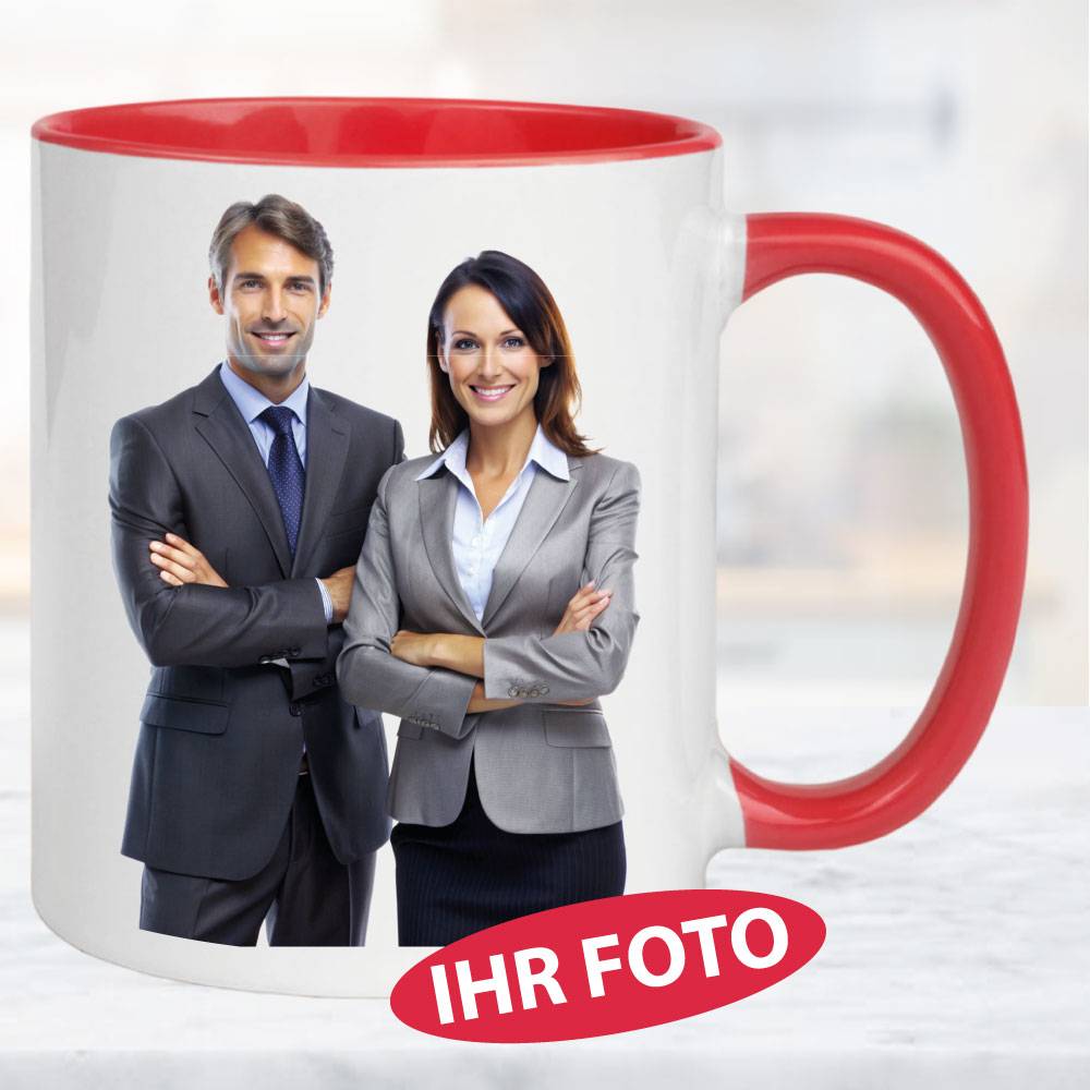 Fototasse Henkelbecher Rot