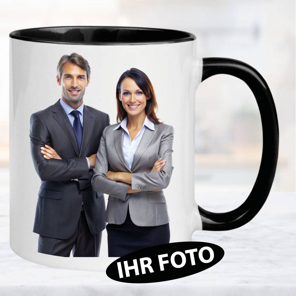 Fototasse Henkelbecher Schwarz