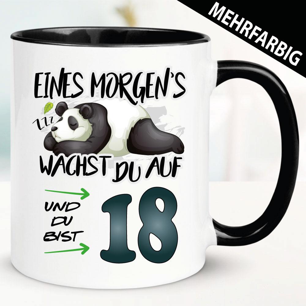 Tasse zum 18. Geburtstag. Panda Bär.