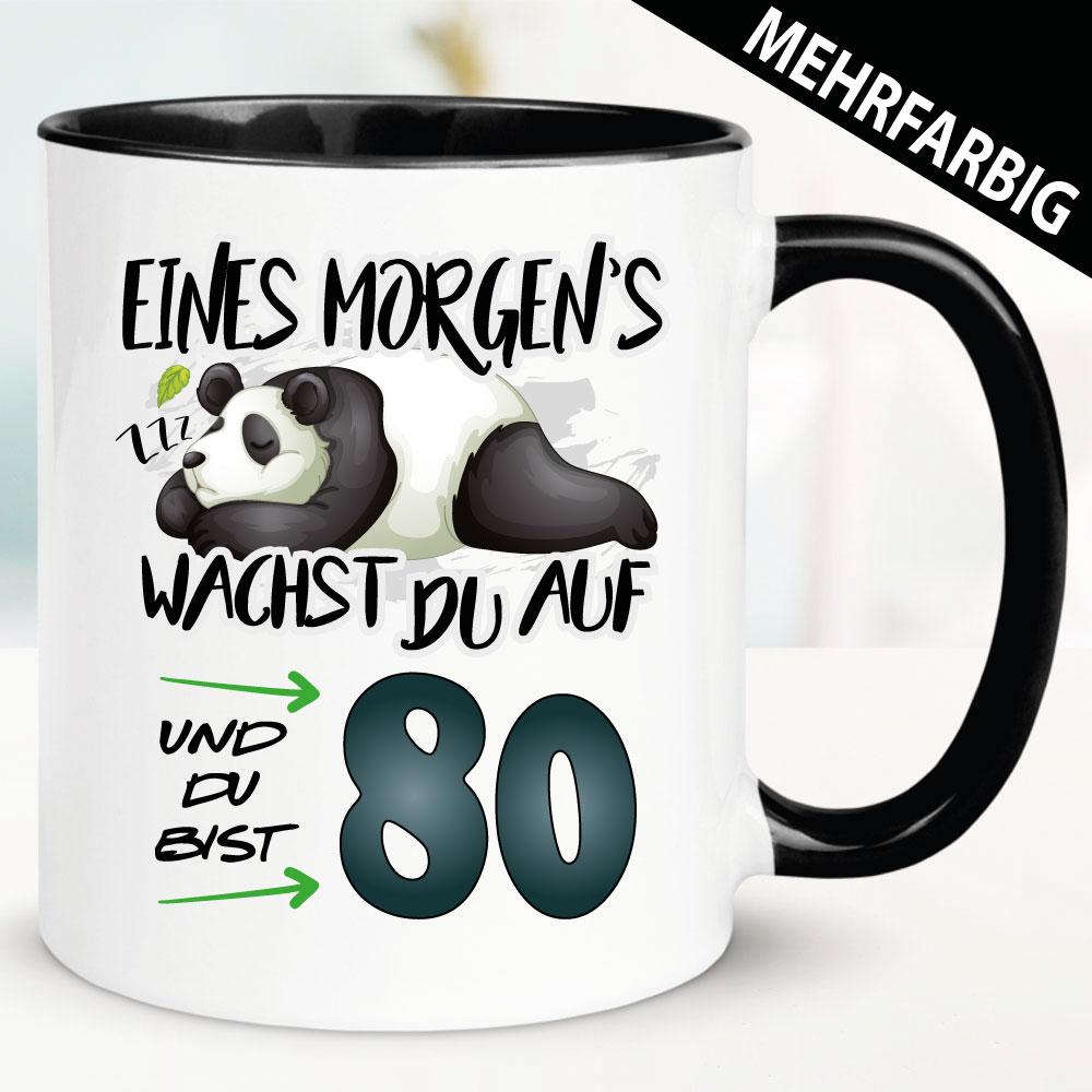 Tasse zum 80. Geburtstag. Panda Bär.