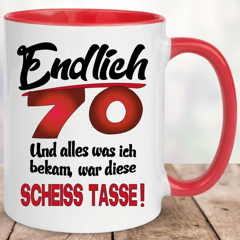 Scheiss Tasse zum Geburtstag 70 Rot