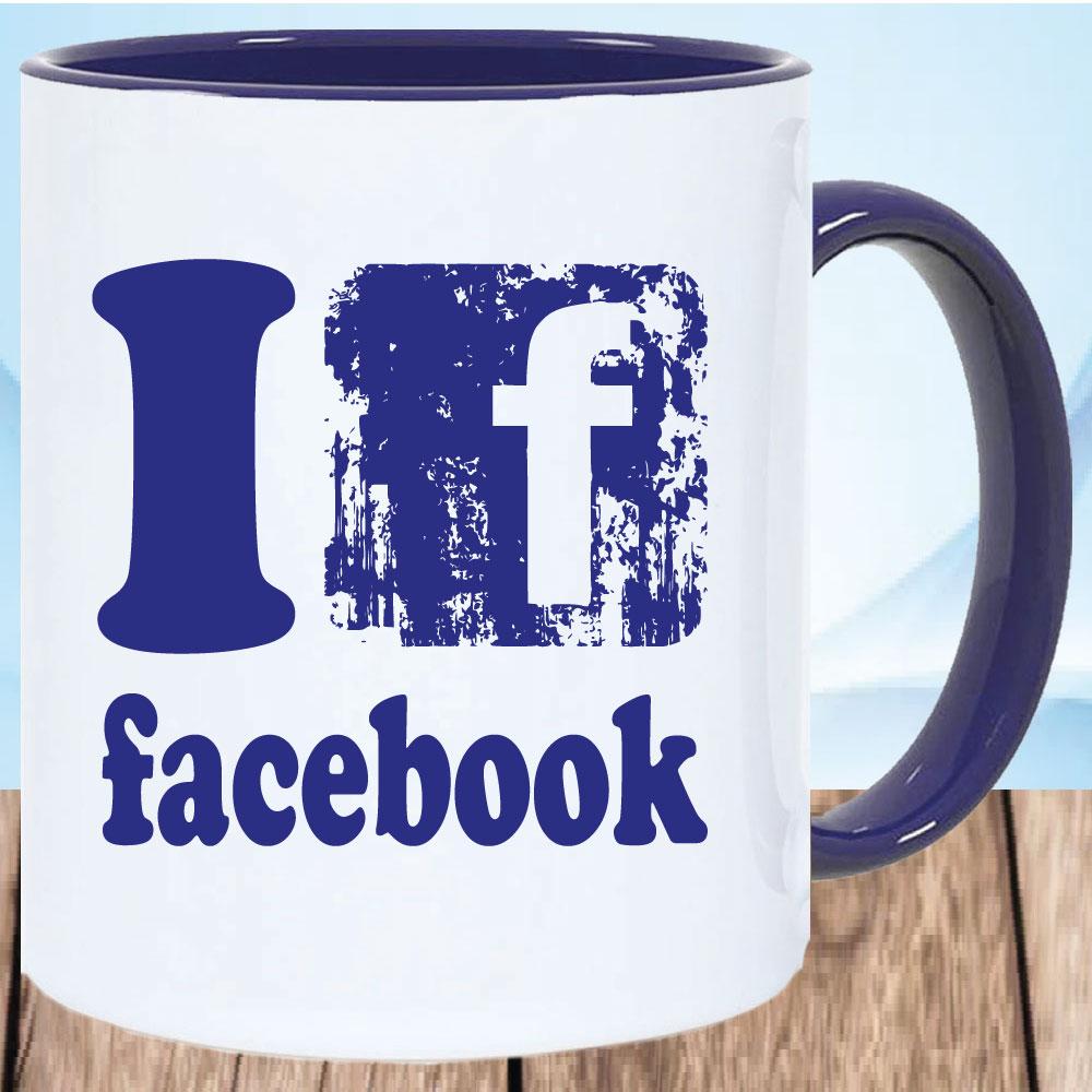 Tasse bedruckt mit Facebook Dunkelblau