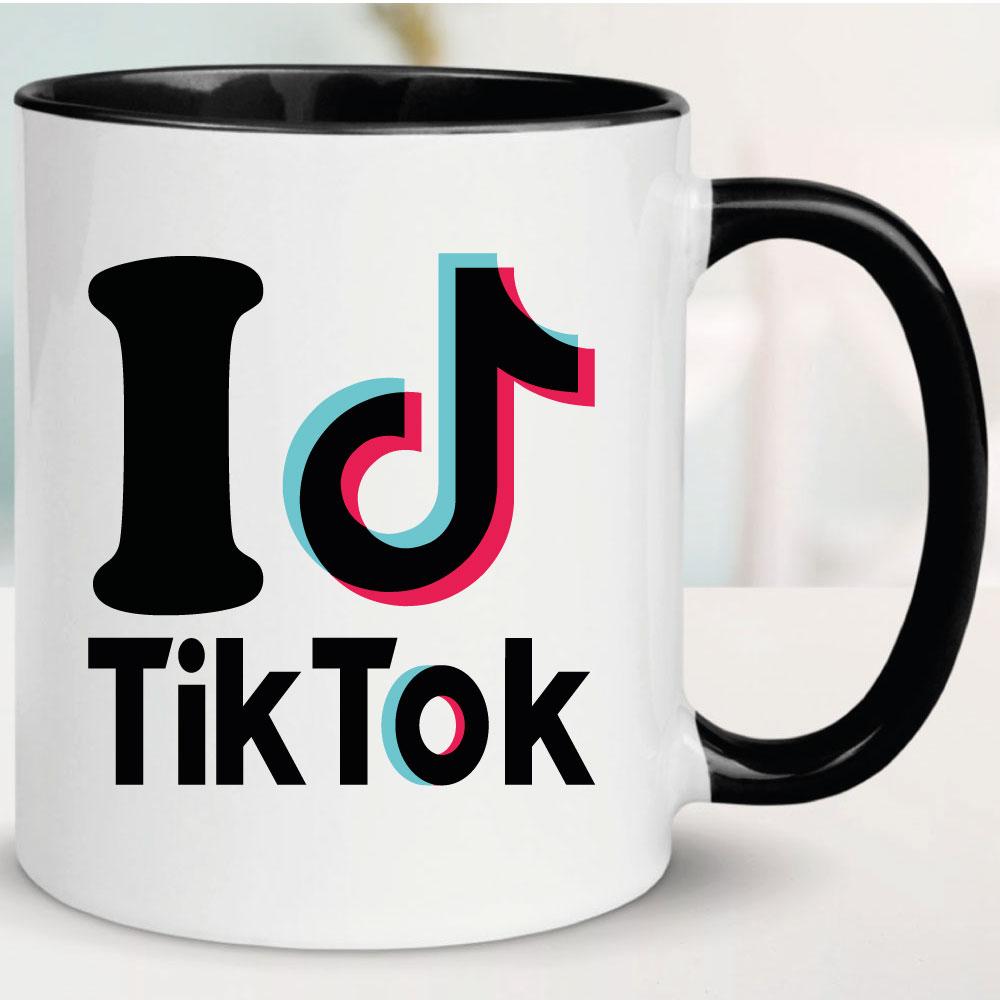 Tasse bedruckt mit I Love Tik Tok Schwarz