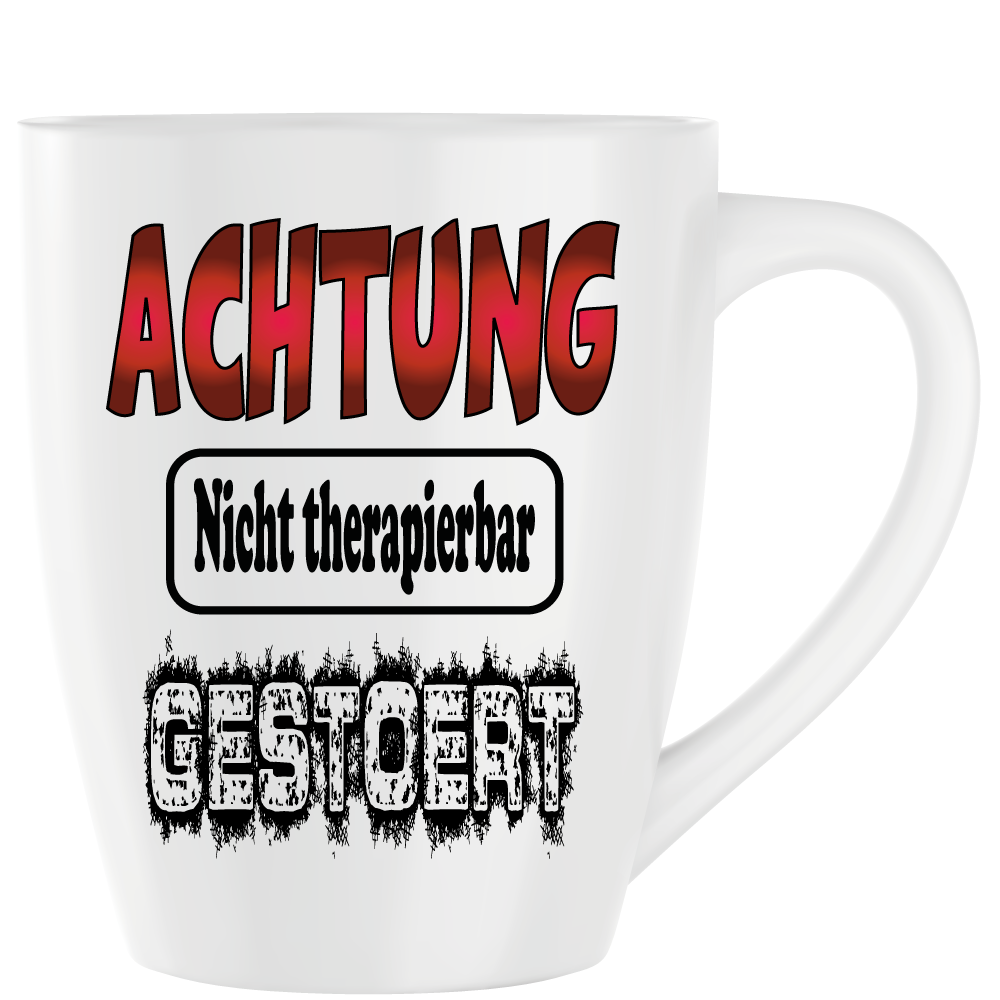Latte Becher Weiss " Achtung "